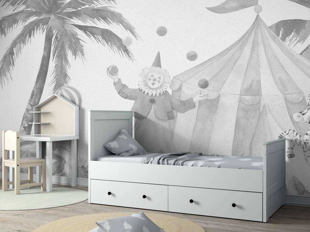 Cheerful circus animals grey