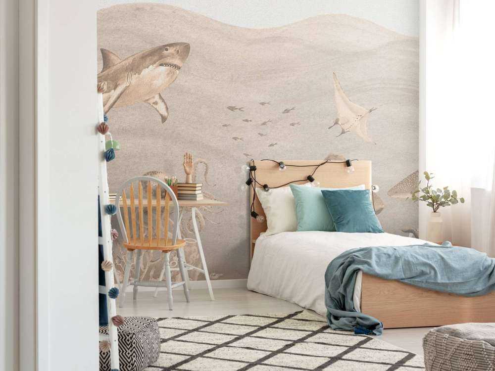 Underwater world with sharks