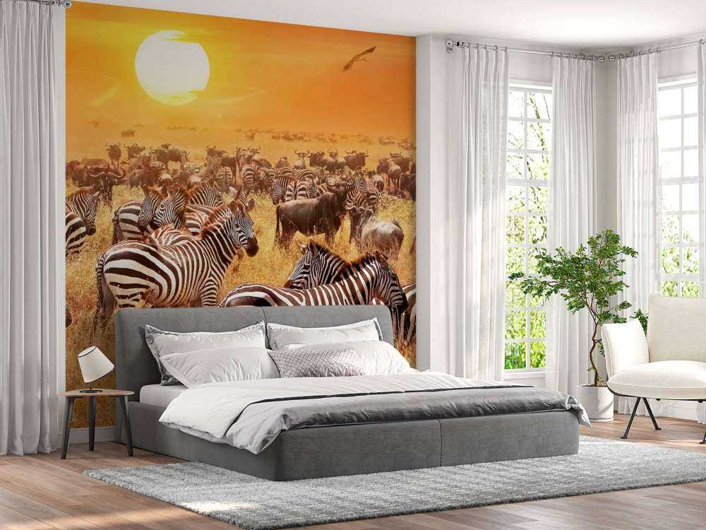 Savanna sun with zebras
