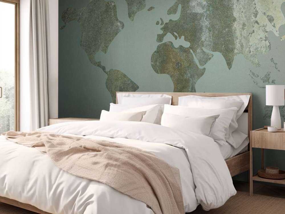 Green world map with structure