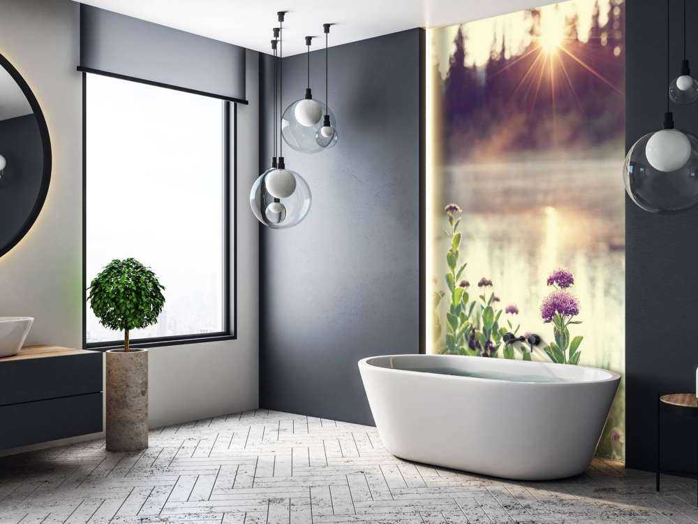 Evaporating lake with flowers