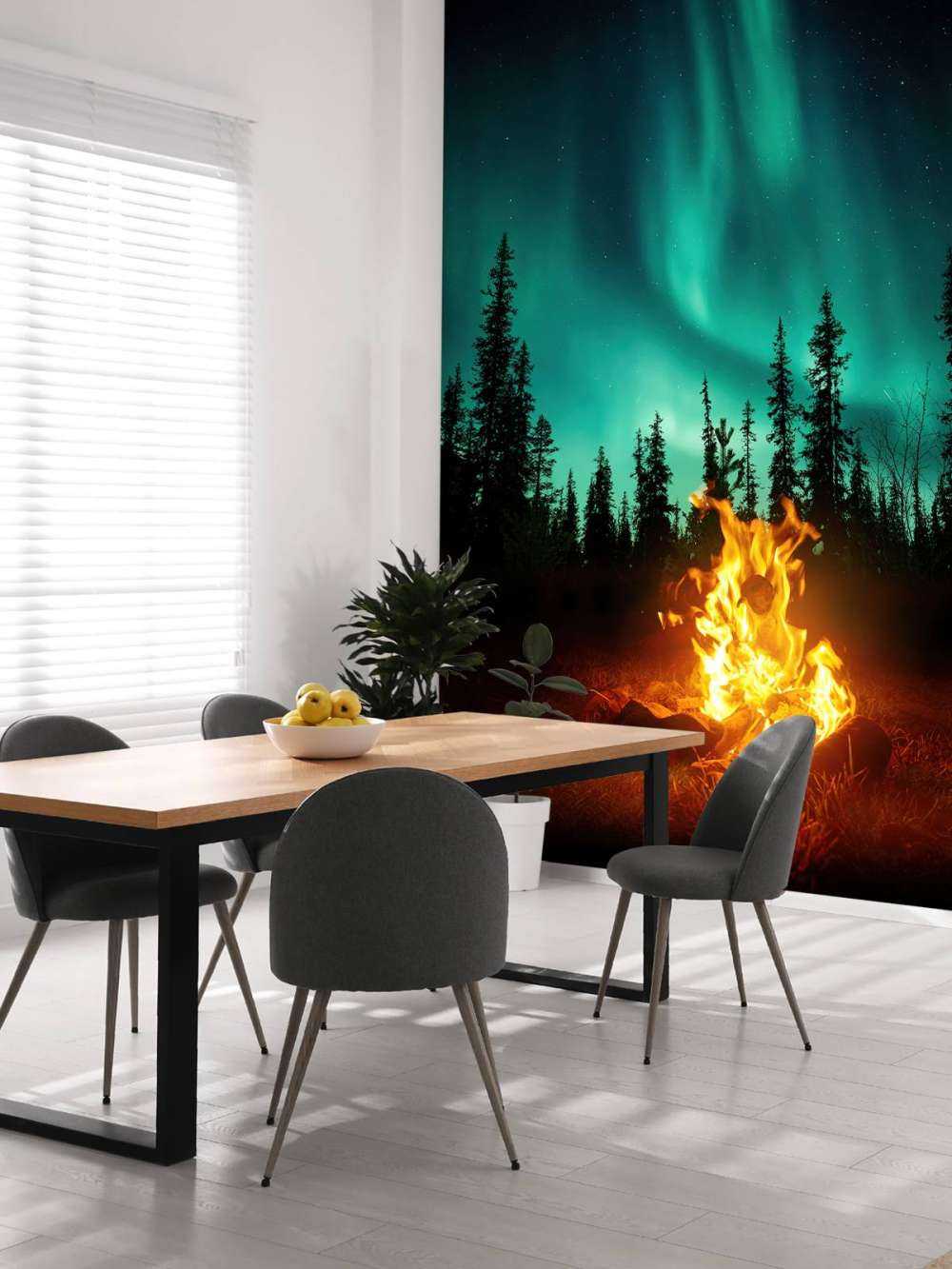 Campfire under the northern lights