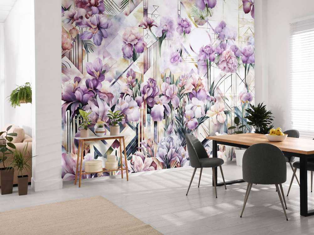 Huge Watercolor Irises Purple