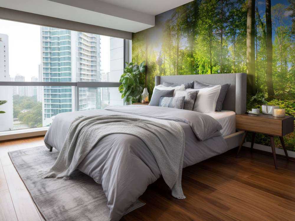 Forest with sunbeams