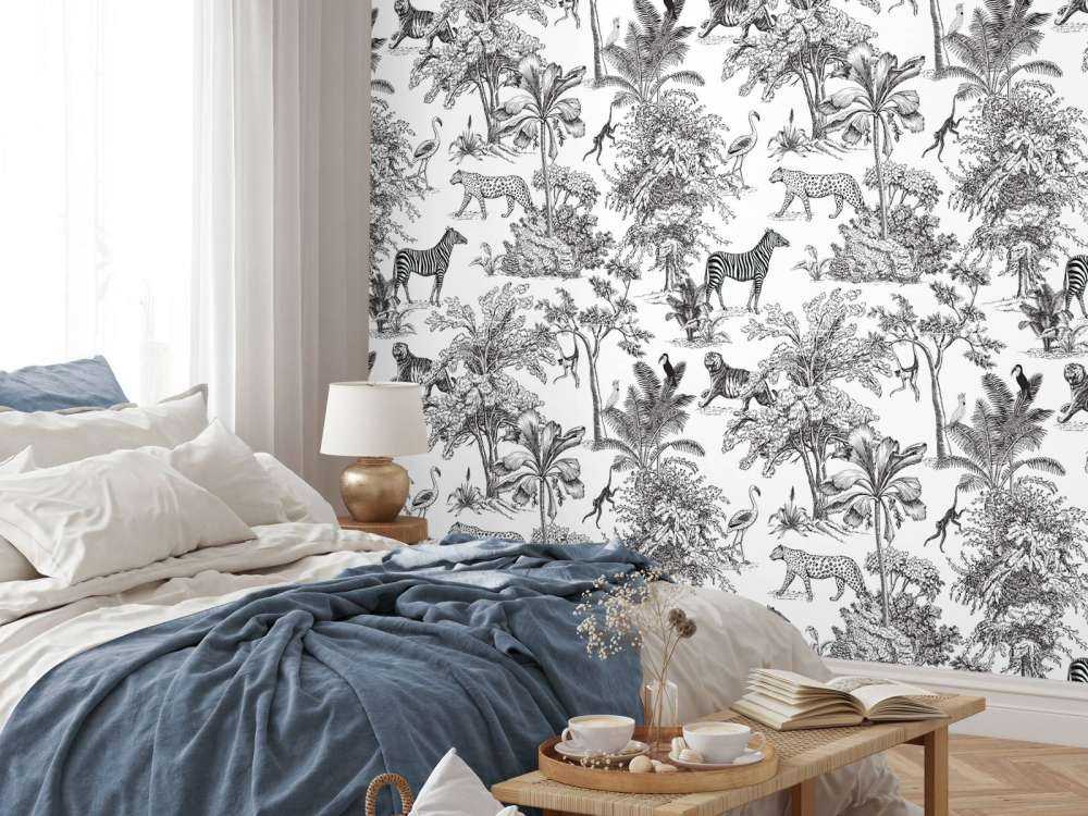 Jungle patroon in zwart-wit