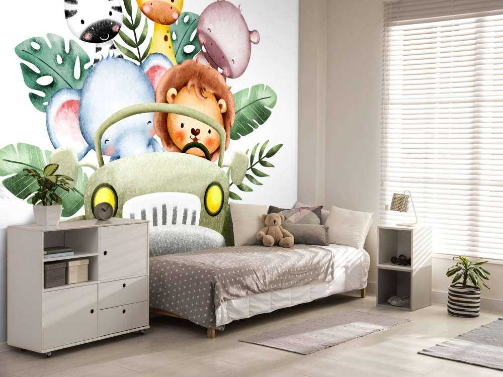 Safari animals in jeep