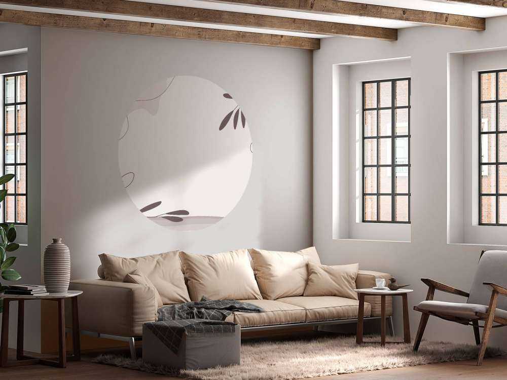 Paarse illustratie met planten en vormen