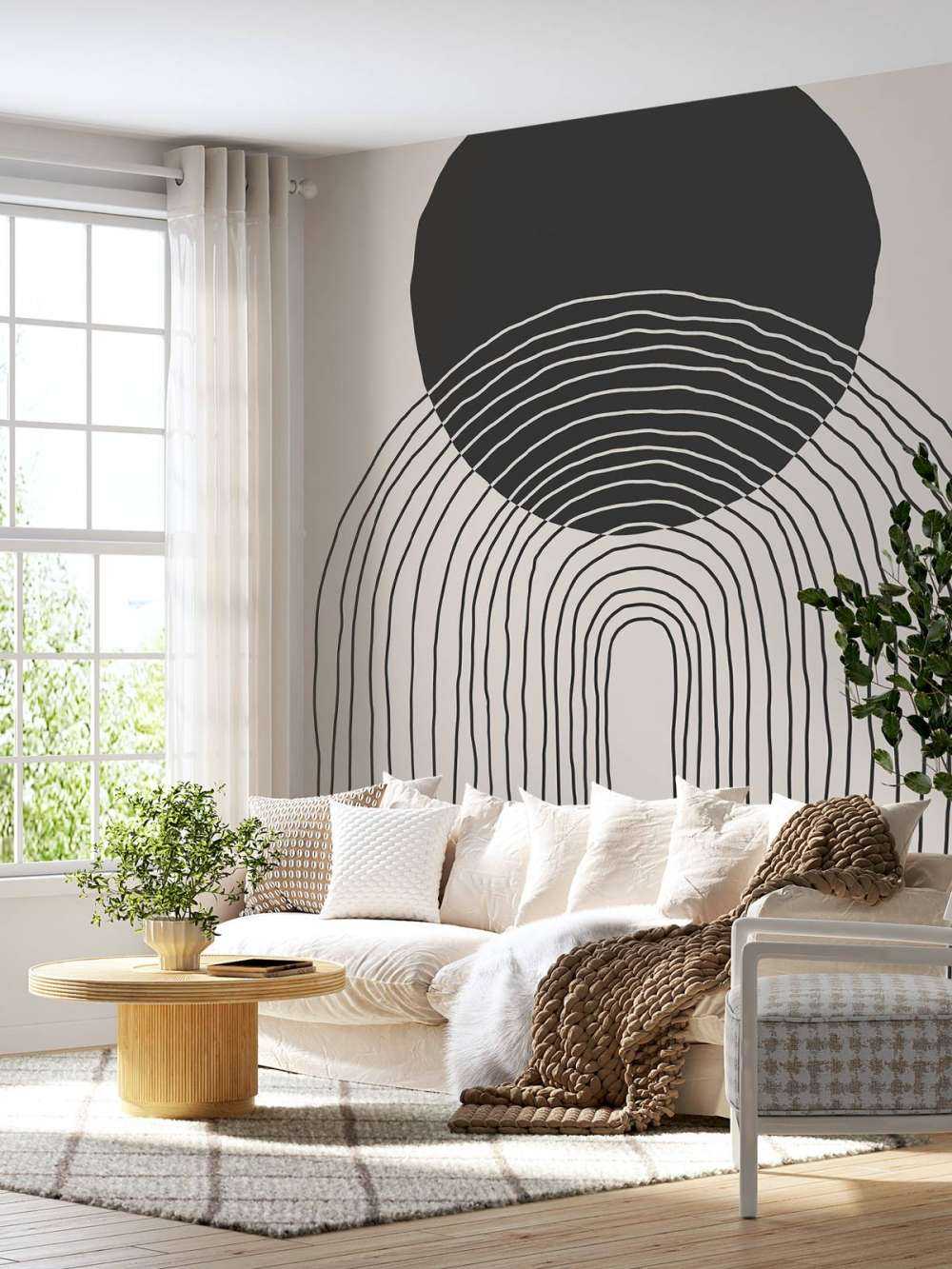 Gebogen lijnen en cirkel