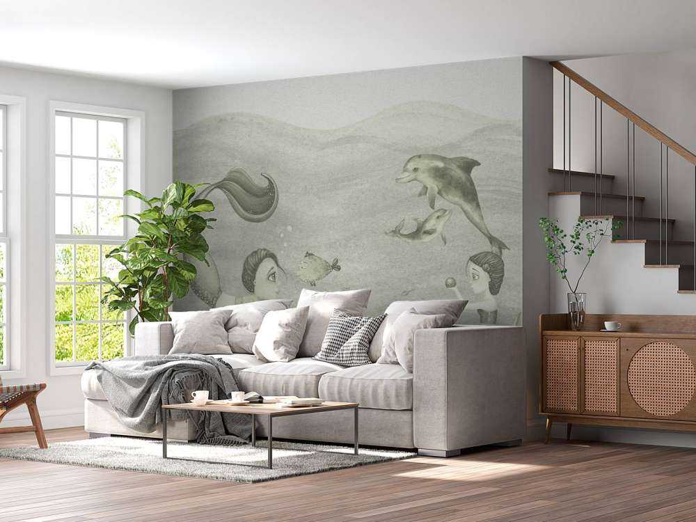 Mermaids world in green