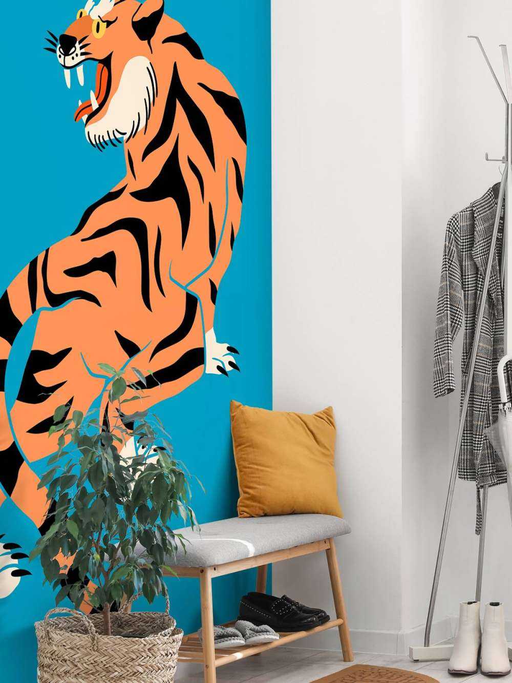 Tijger op blauwe achtergrond