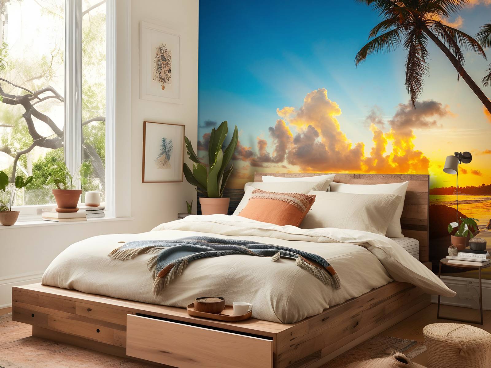 Sunset with palm trees