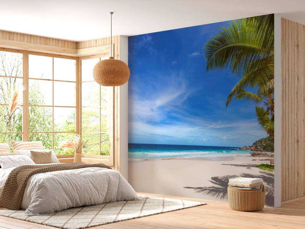 Tropical beach with palm tree