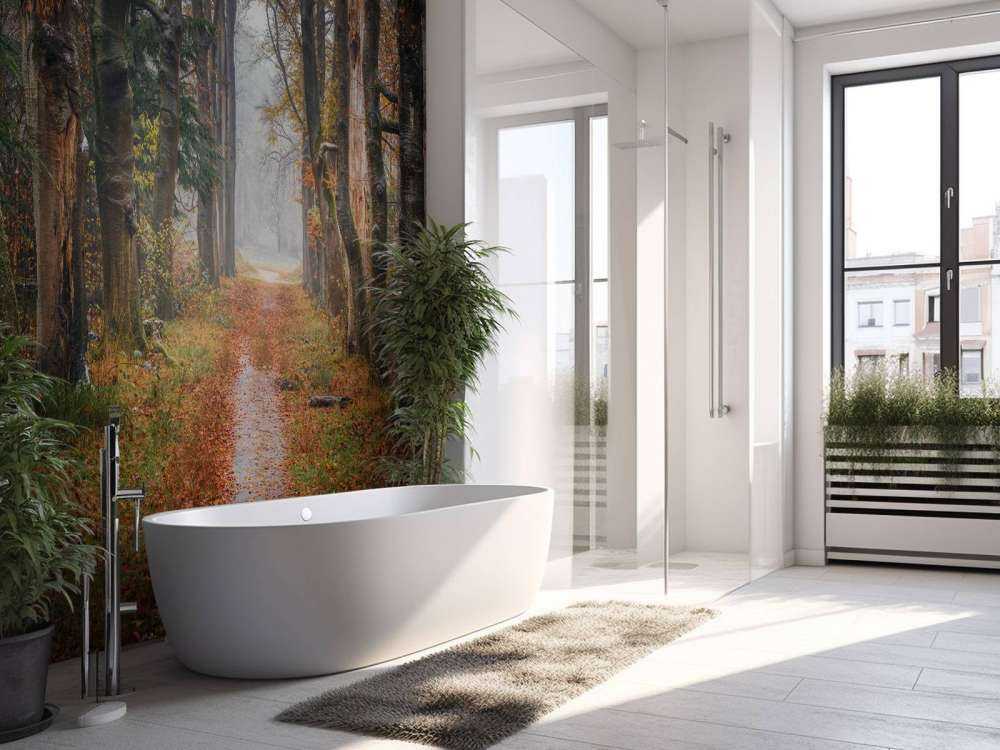 Forest path with old trees