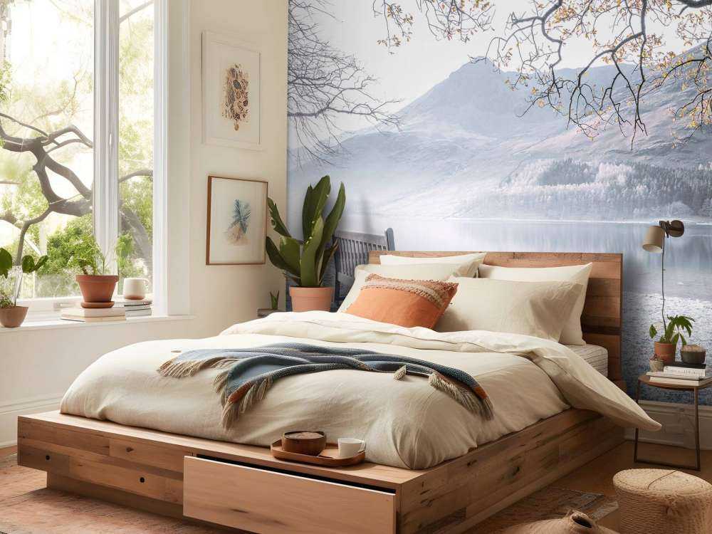 Bench by a quiet lake