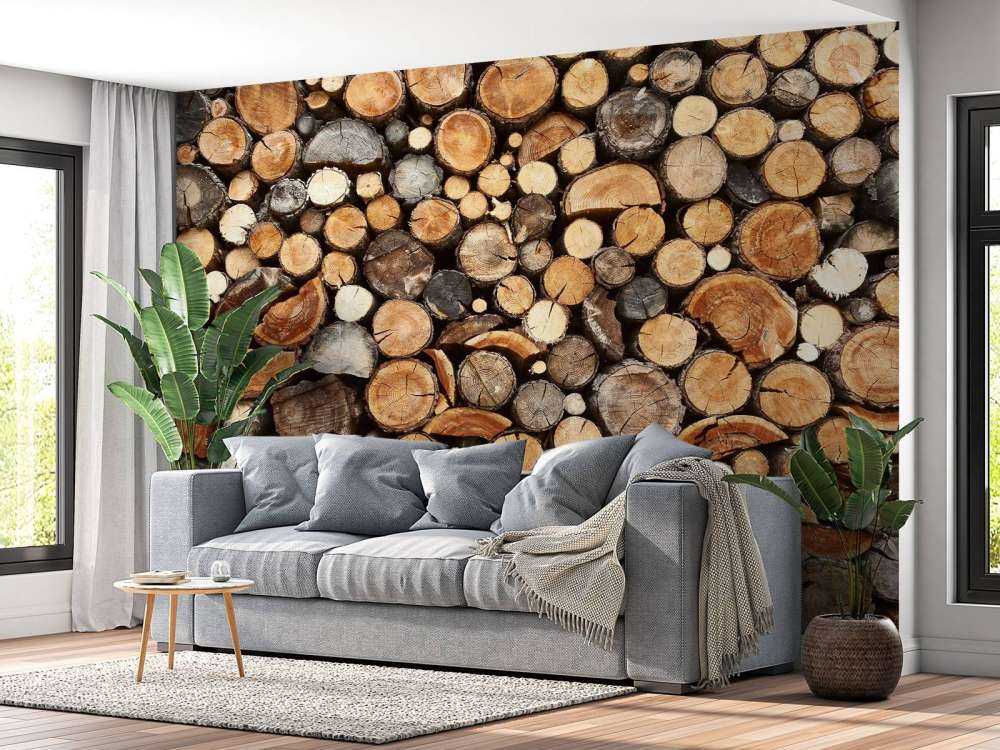 Stacked tree trunks