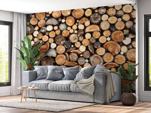 Stacked tree trunks