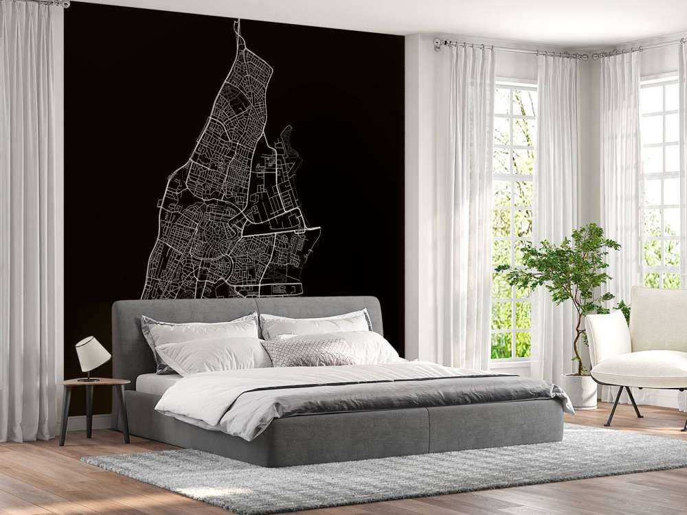 Plattegrond van Haarlem, zwart