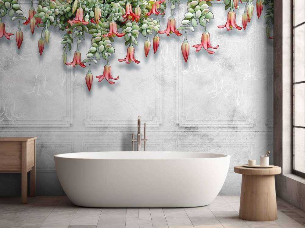 Exotic flowers on concrete