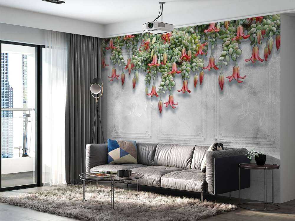 Exotic flowers on concrete