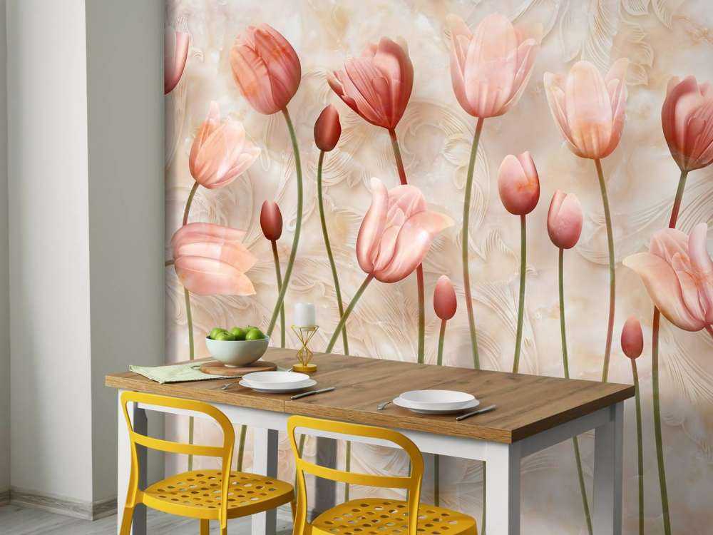 Pink waving tulips