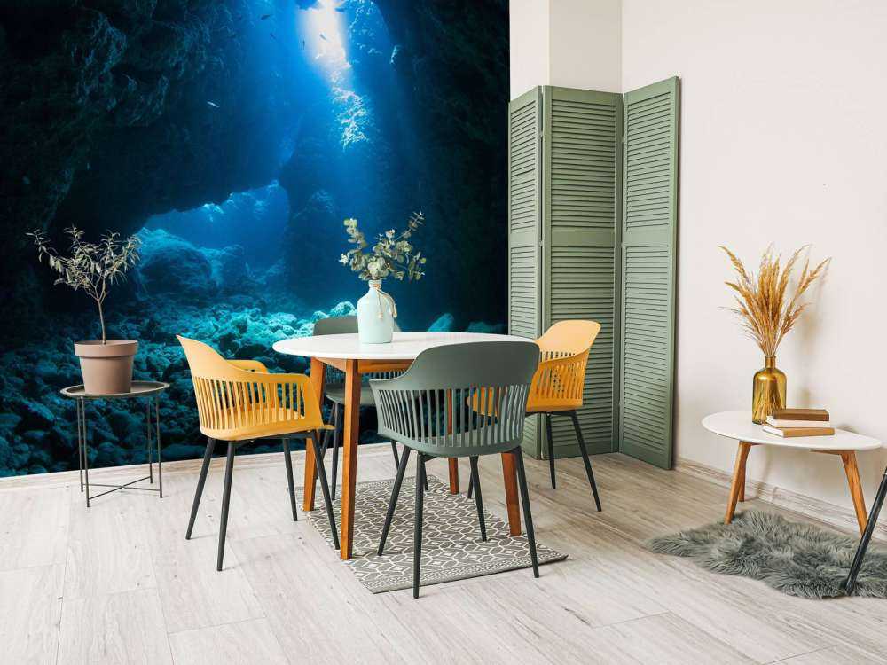 Dark cave in the ocean