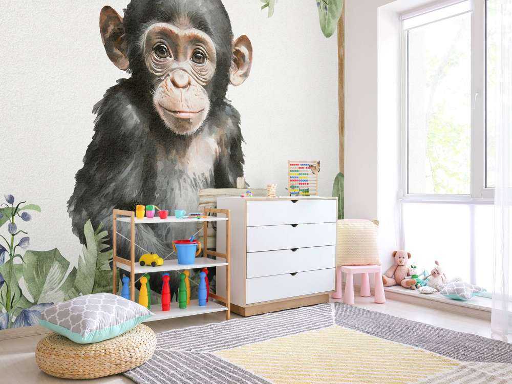 Baby chimpanzee in the jungle