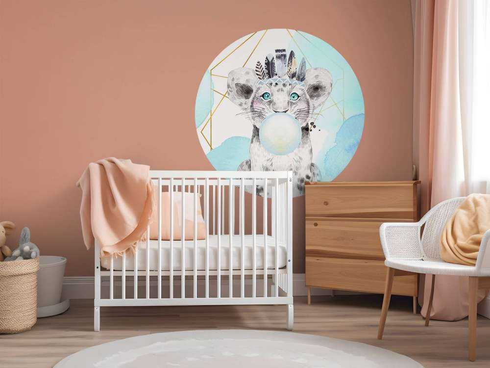 Indian lion cub with bubble gum bell