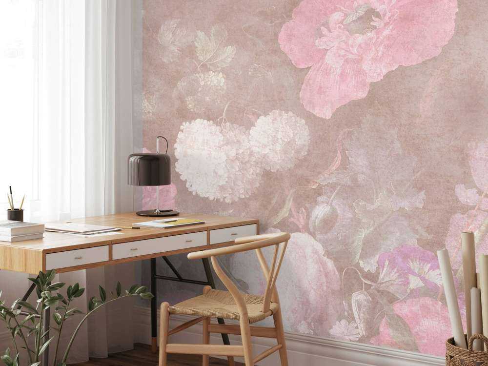 Baroque flowers still life - vintage pastel