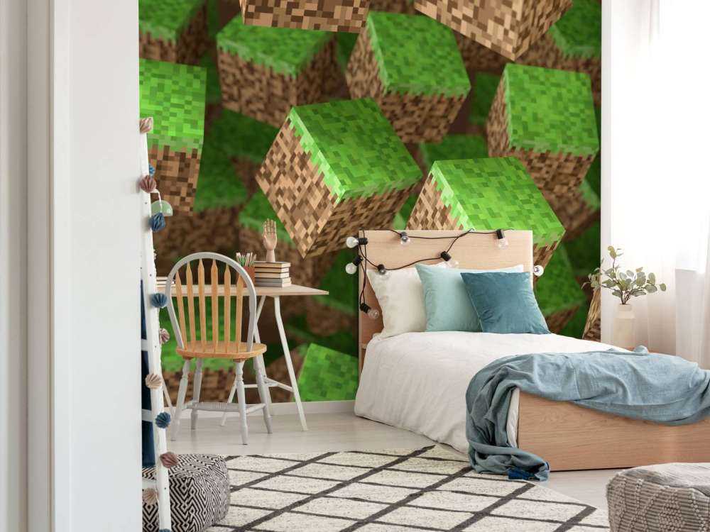 3D Minecraft grass blocks