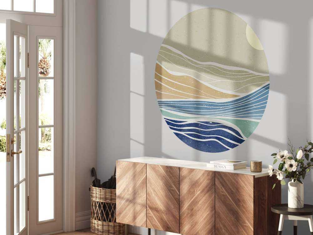 Colored ocean waves with the sun