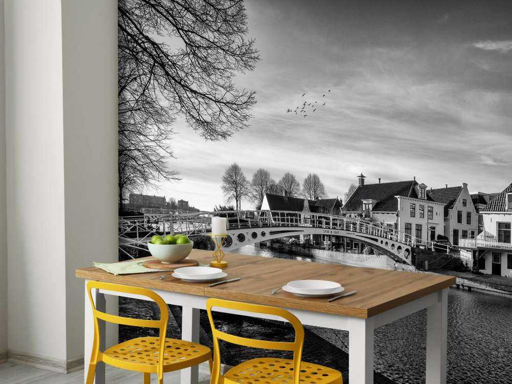 Fortified town Dokkum Bridge over Klein Diep Friesland 