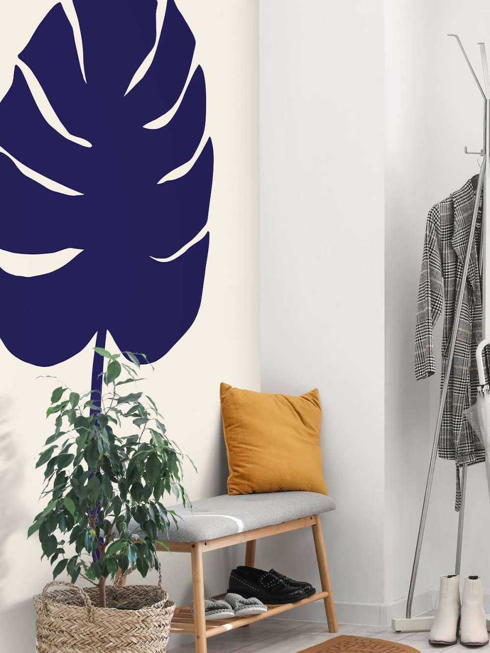 Monstera Leaf Dark Blue