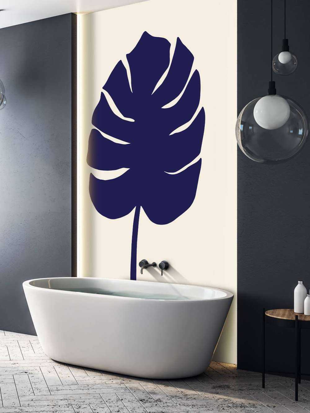 Monstera Leaf Dark Blue