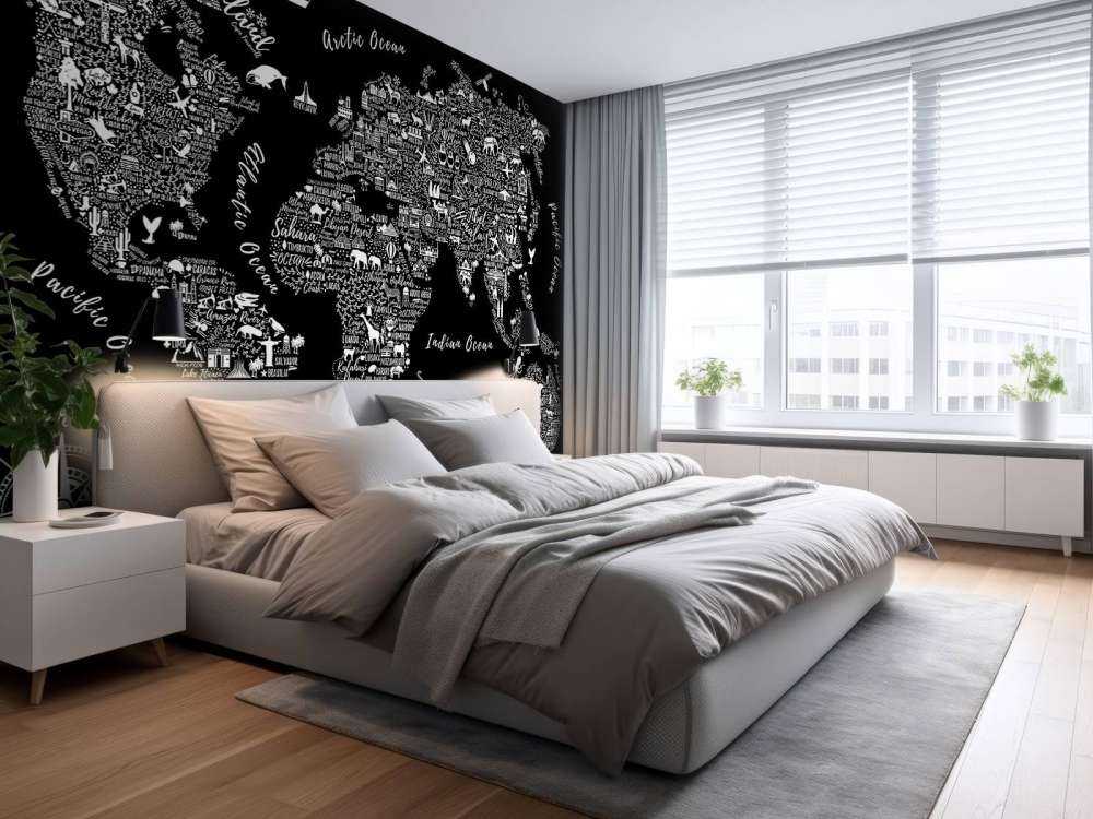 Zwart-wit wereldkaart