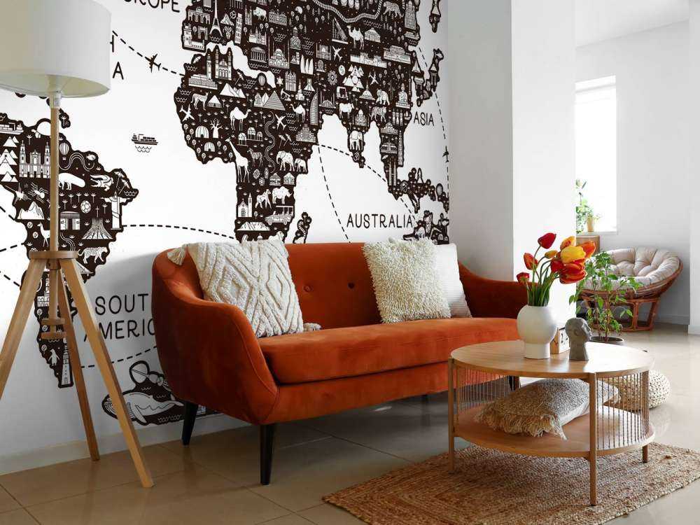 Wereldkaart met reislijnen