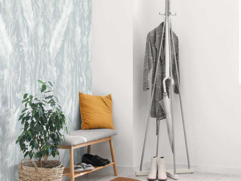 Wall of field grasses - mint green