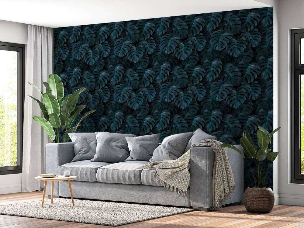 Tropical green Monstera leaves