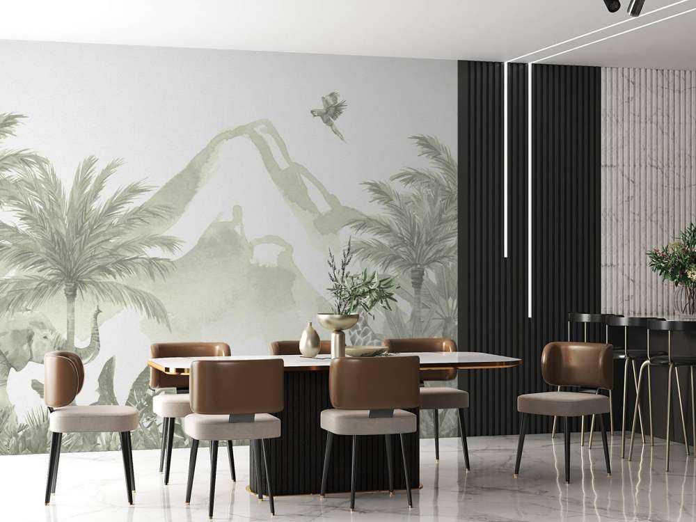 Jungle animals in green