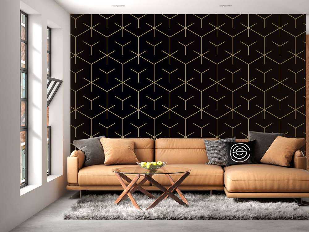Geometric hexagons, black