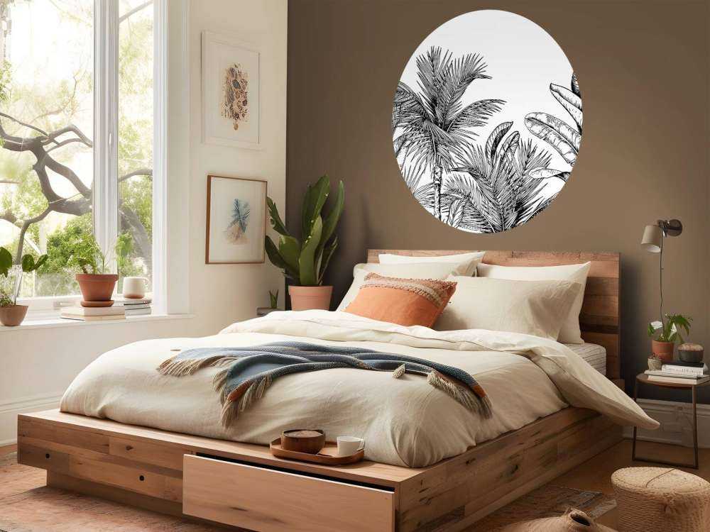 Palm trees and banana leaves