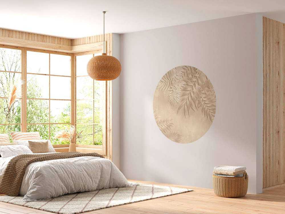 Textured palm leaves, beige