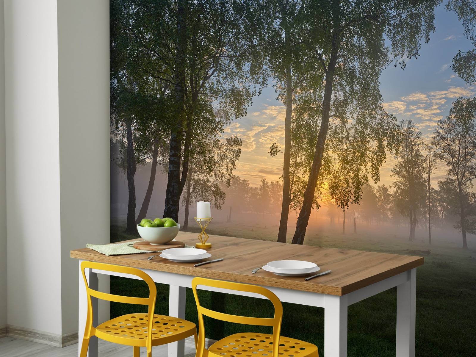 Sunrise by the birches