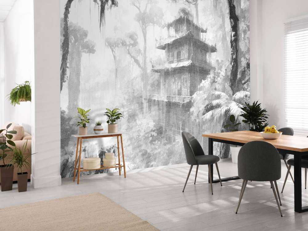 Hidden Hut in Misty Forest