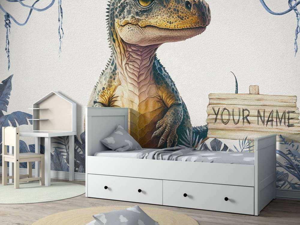 Baby t-rex in the blue jungle