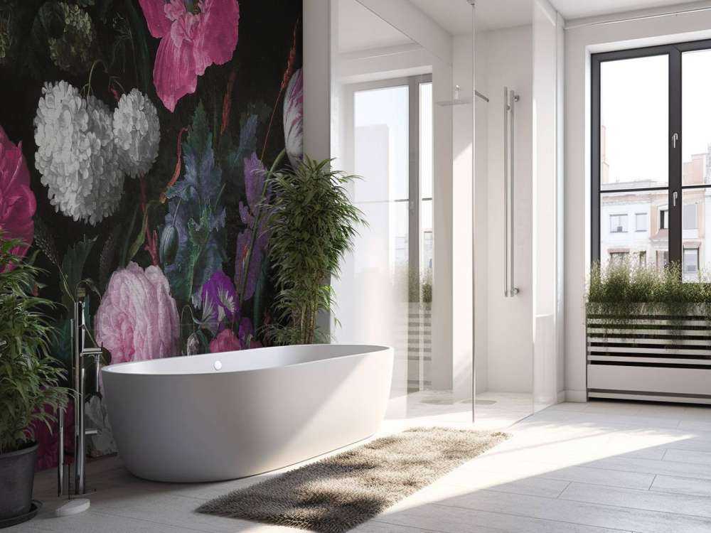 Baroque flowers still life - moody pink