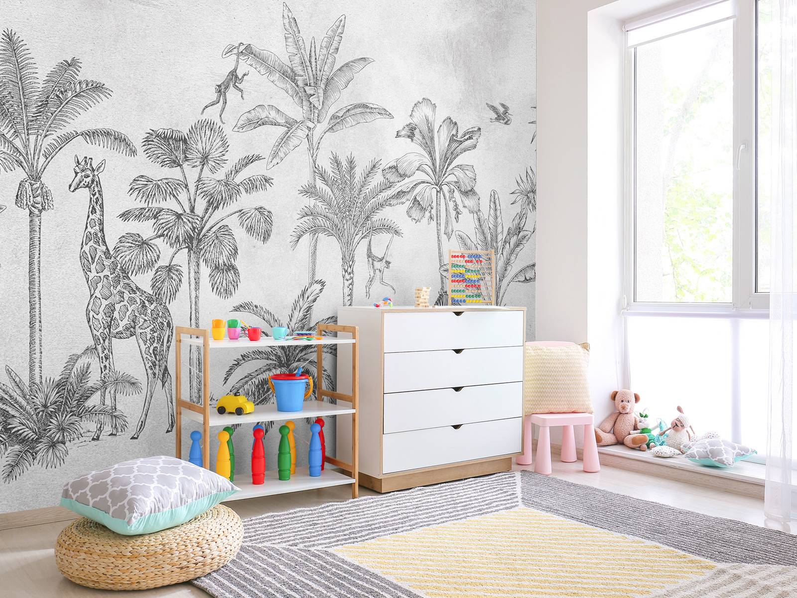 Tropical animal jungle gray