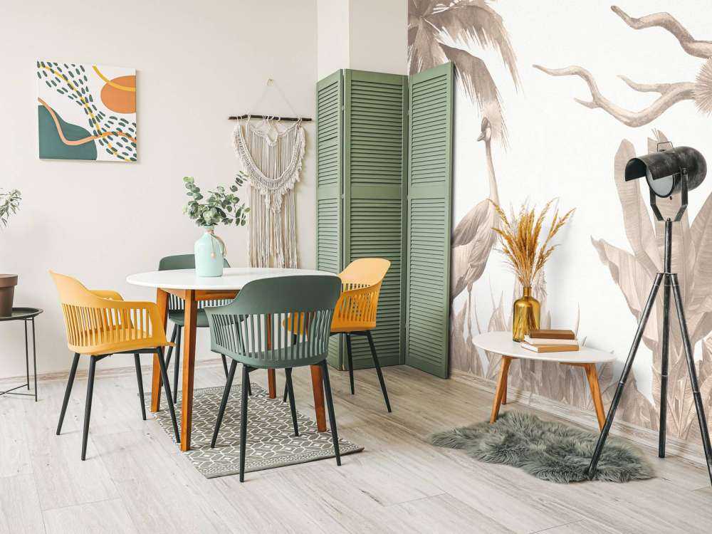 Jungle with cranes in Taupe