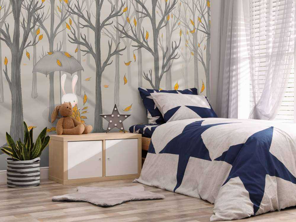 Rabbit under the leaves