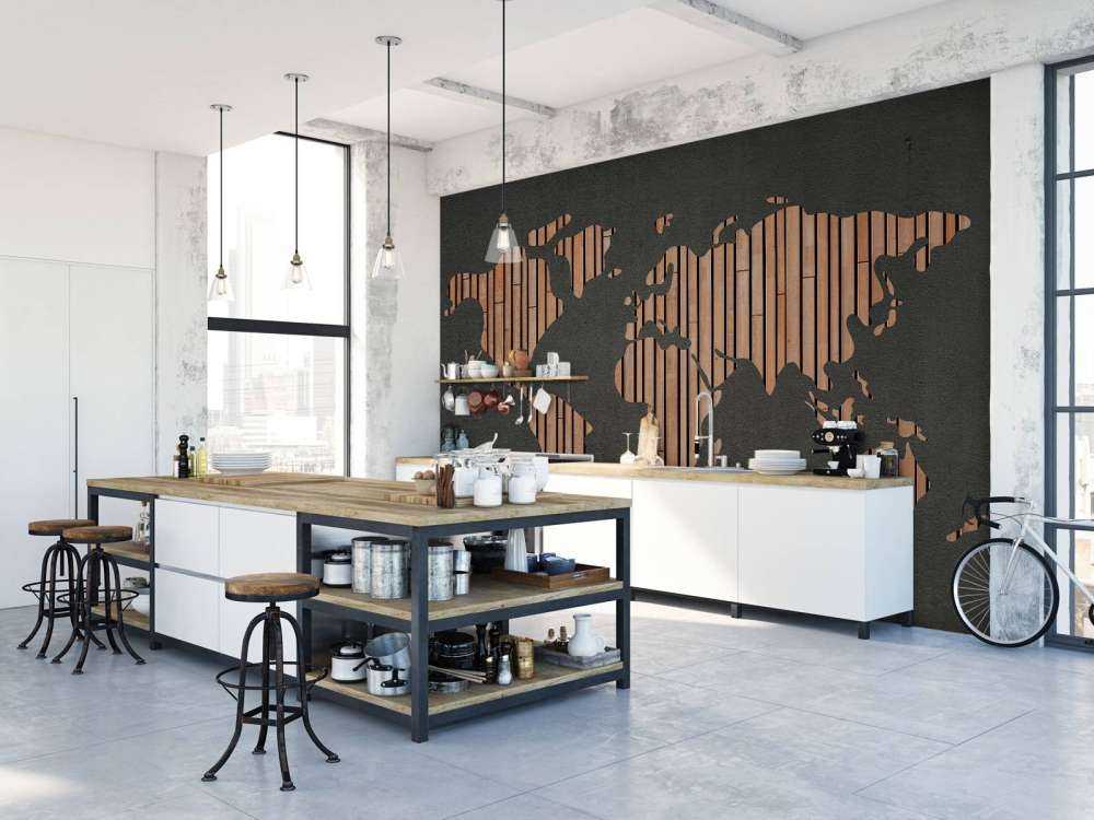 World map with wooden boards
