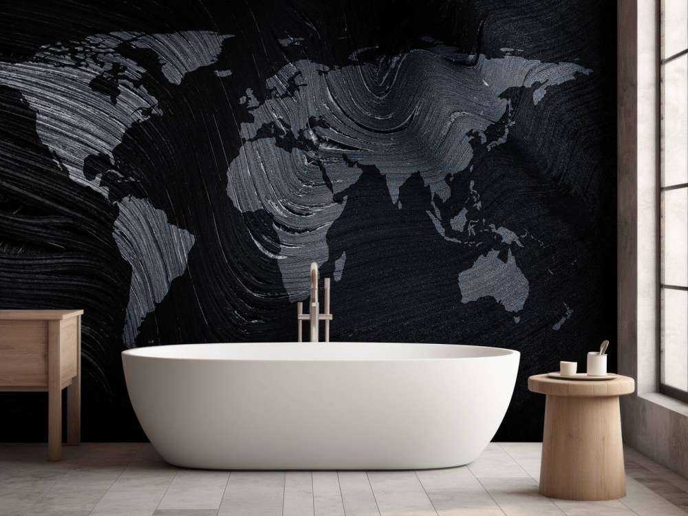 World map on a palm leaf